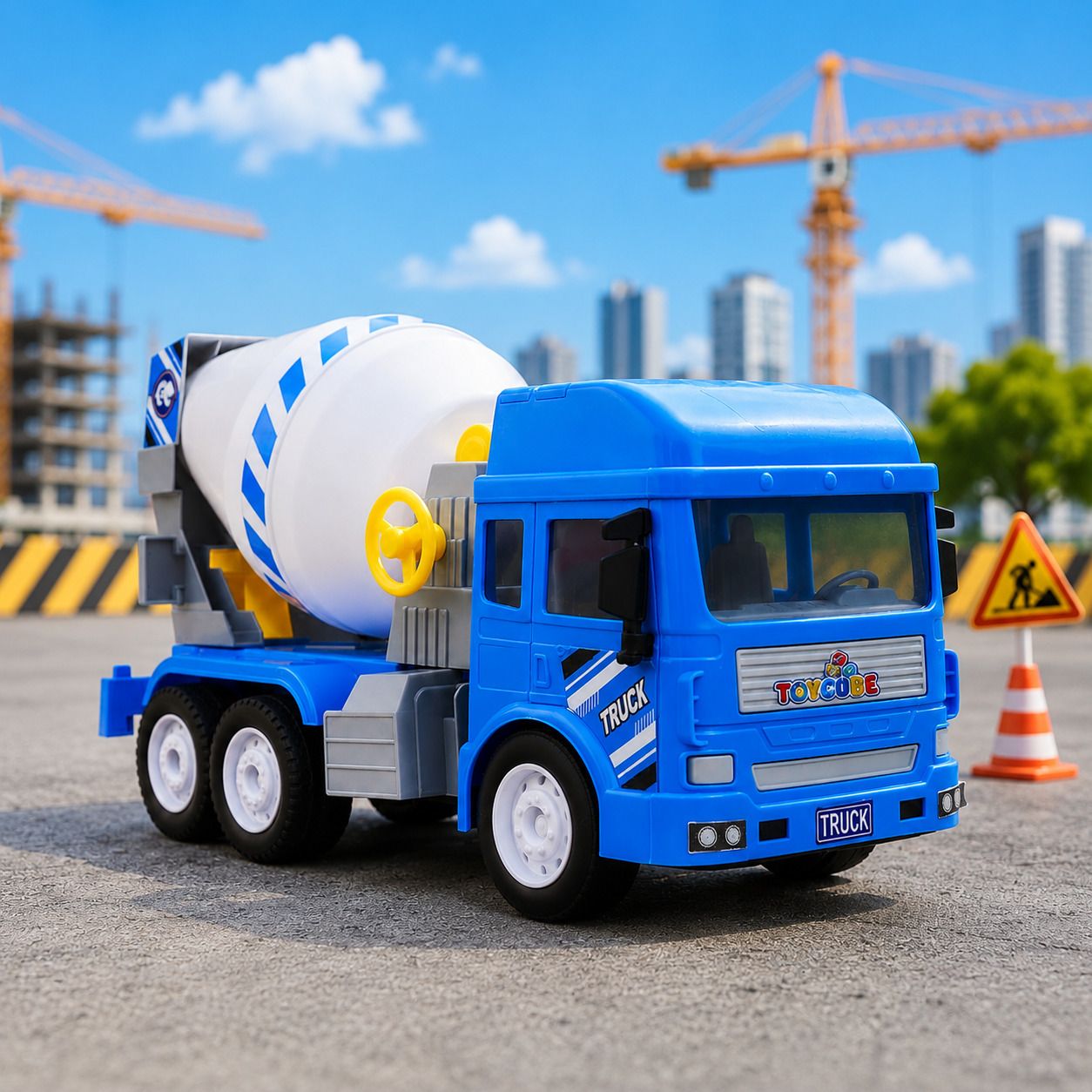 Cement Mixer Truck Toy | Friction Powered Construction Vehicle for Kids-image-28