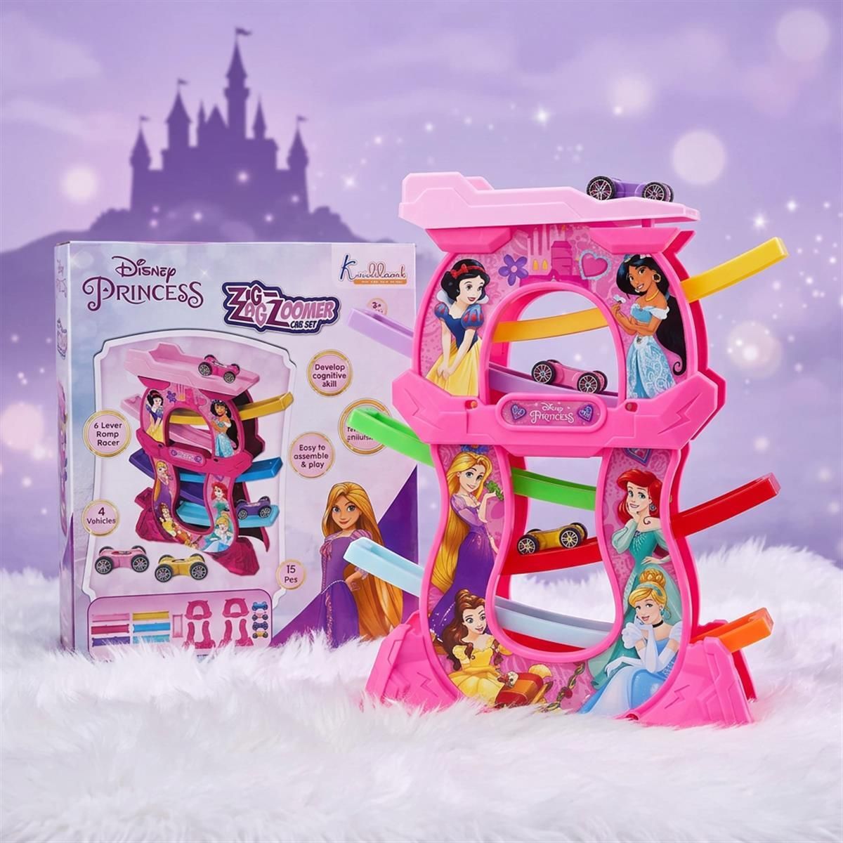 kriiddaank Princess Zig Zag Zoomer 6-Level Ramp Racer Car Set-picture-2