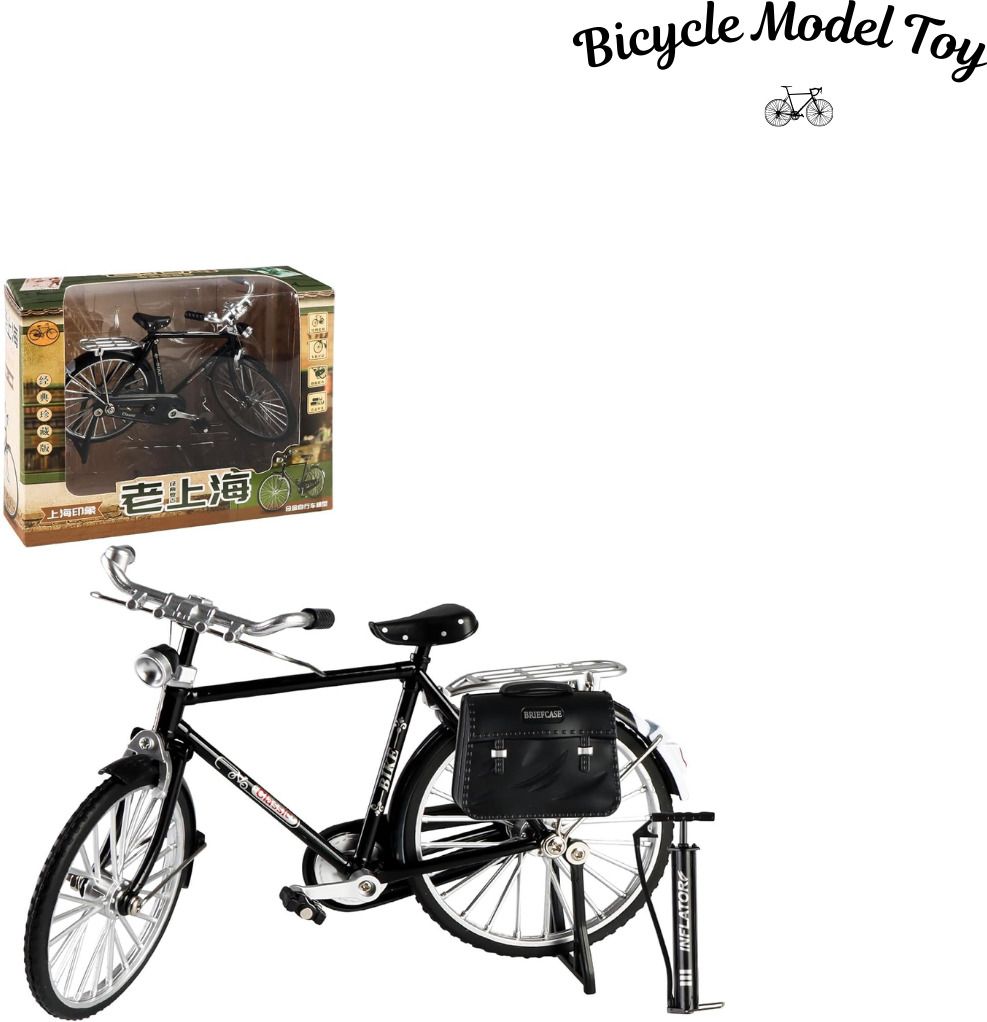 arizuul Bicycle Die-Cast Toy Model with Briefcase, Classic Black Metal Retro Cycle-picture-28