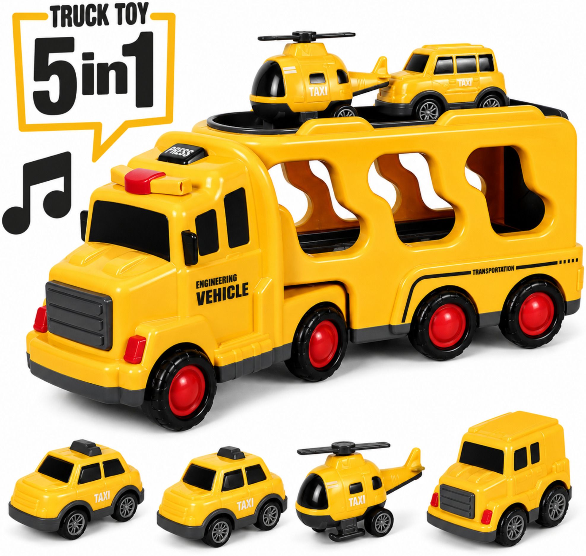 5-in-1 Pull Back Engineering Vehicle Truck Toy For Kids with Music & Lights-image-31