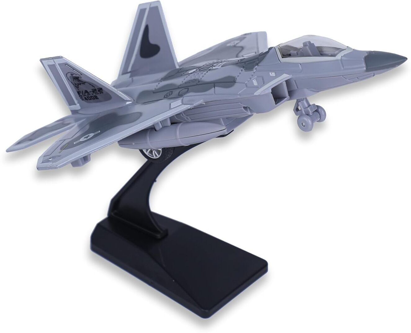 Fighter Jet Aircraft Scale Model Die Cast Metal Pull Back Toy with Stand