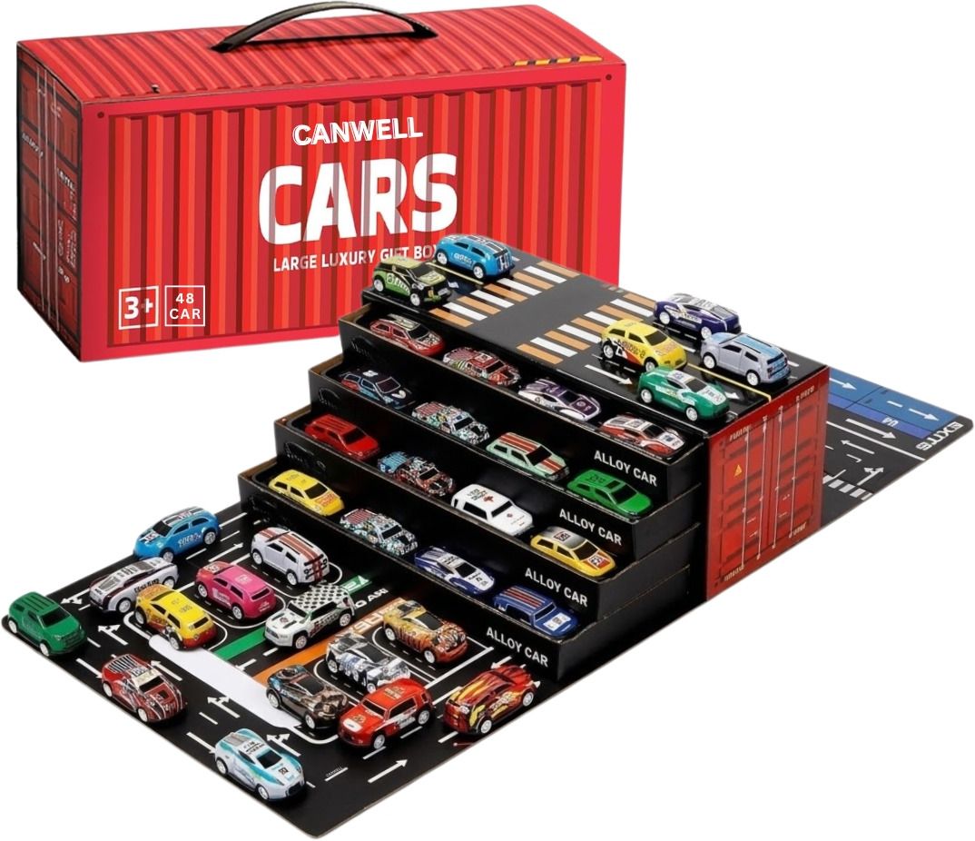 canwell Racing 48 Pcs Pull Back Car Set for Kids – Mini Car Container Toy CW228-picture-13