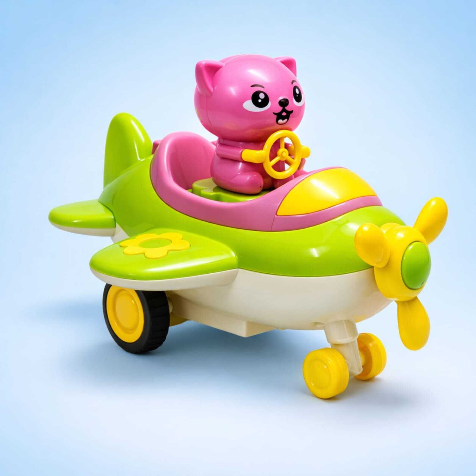 Push & Go Friction Toy Aeroplane with Lights Music for Kids 12+ Months