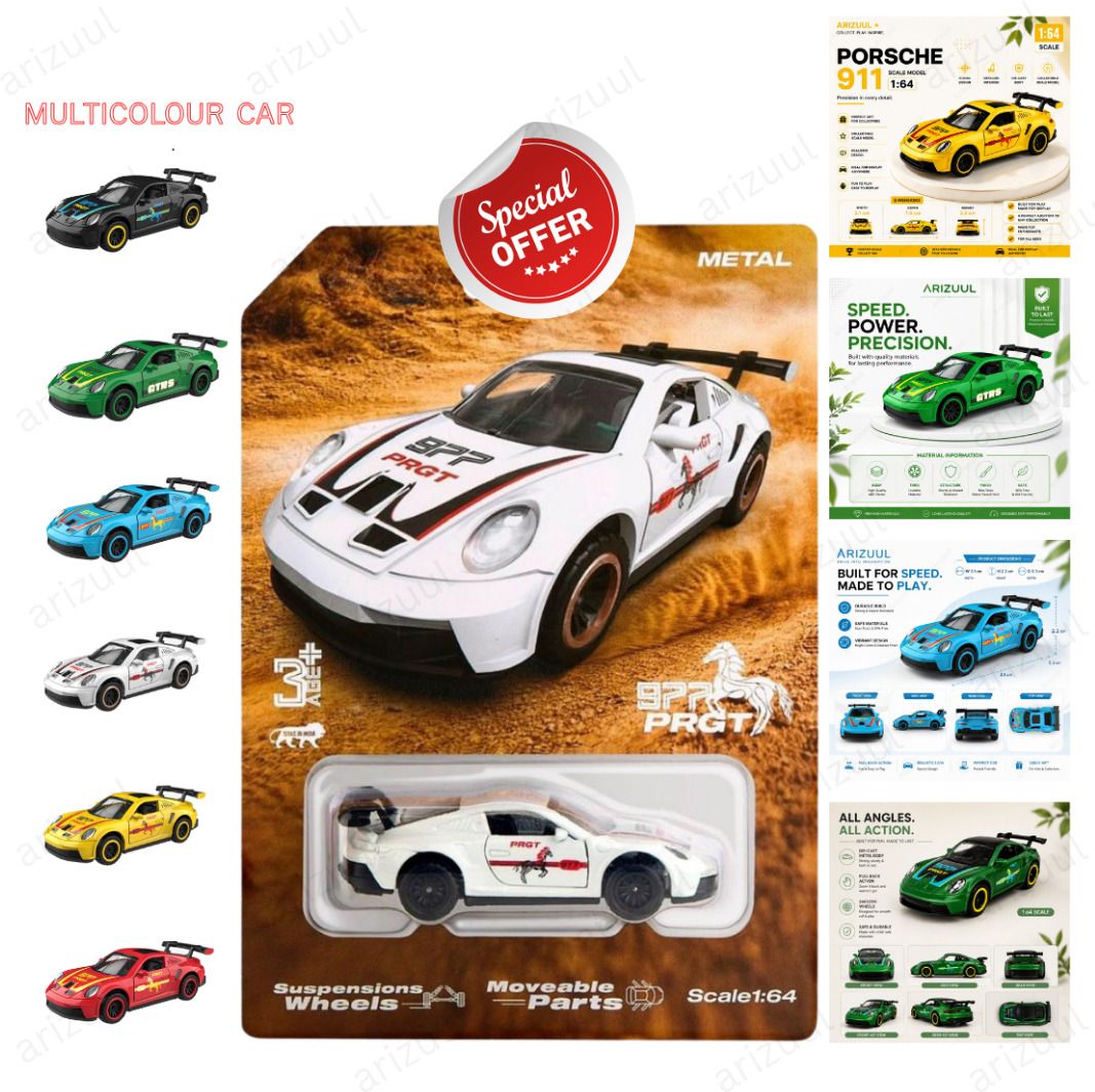 arizuul Porsche GT3 RS Racing Edition Alloy Metal Mini Car Model-picture-5