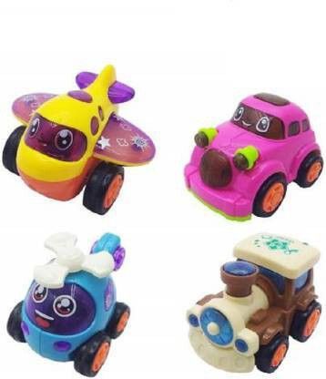 3 jokers Unbreakable Set of 4 Friction Powered Automobile Car Helicopter Plane Train-picture-38