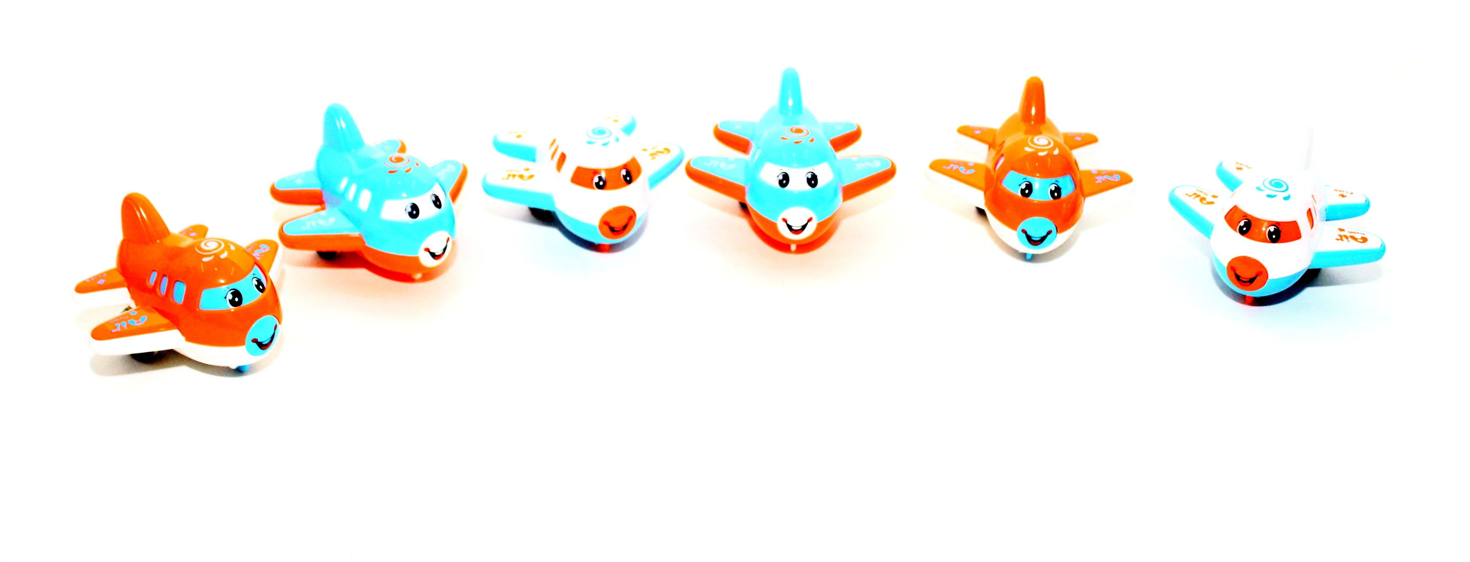 6 in 1 Plastic Happy Cartoon Commercial Airplane Automobile Friction Powered-image-27