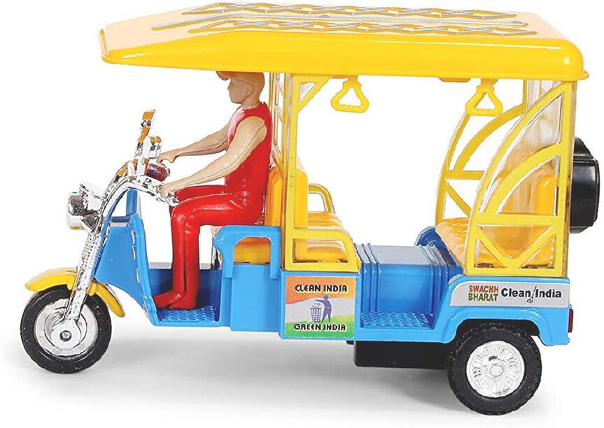 yaah creation Plastic battery rickshaw auto , without battery with pullback action image 1