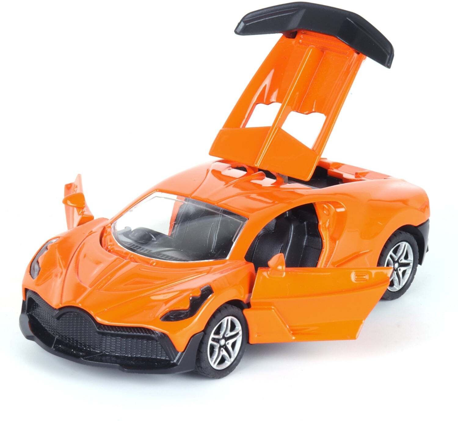 Metal Die-Cast Car 3-Way Opening Doors Pull-Back & Go Action- Bug Orange-image-40