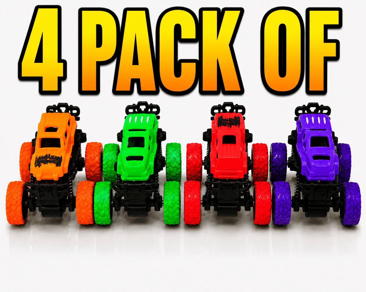 Monster Toy Cars 4 Pack | Durable Big Tire Racing Trucks for Kids-image-1