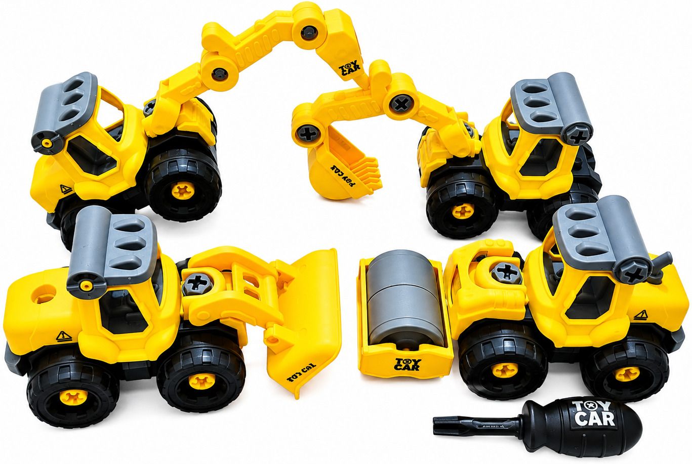 Construction Toys Vehicles Set 4 PCs DIY Trucks 4 in 1 JCB Toys-image-37