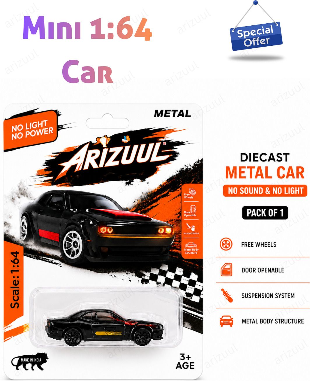 arizuul Dodge Challenger Hellcat Mini Metal Racing Toy Car 1:64 Scale Diecast for Kids-picture-44