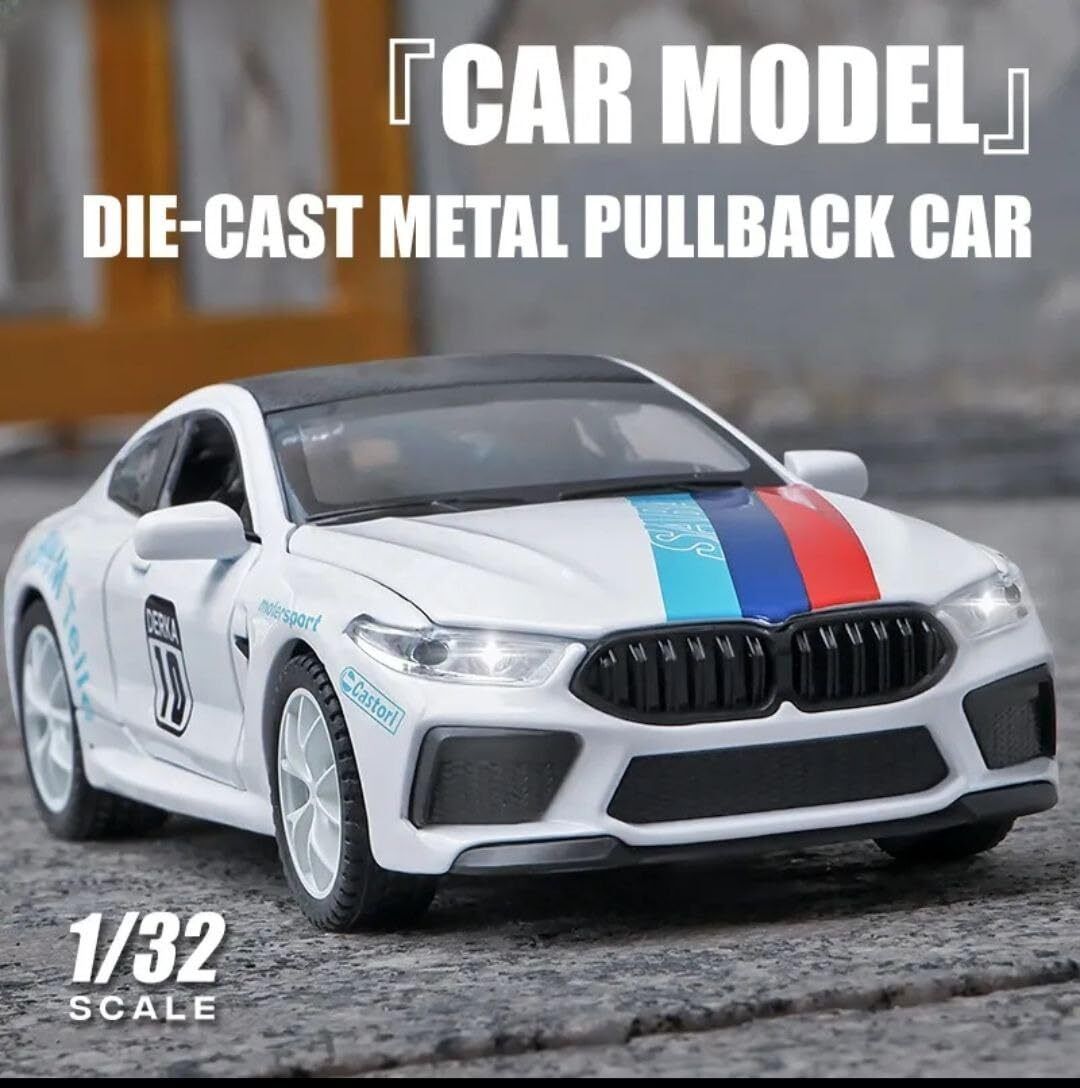 BMW M8 Racing Car Toy with Pull Back Function Light Sound and Opening Parts-image-8