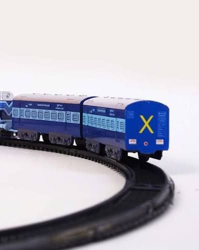yaah creation Plastic blue passenger train containing 1 engine and 2 coaches mini pack-picture-21