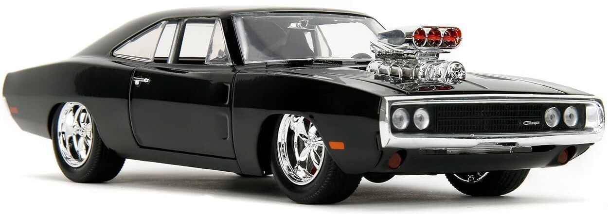 Classic Black Muscle Car Die-Cast Model Toy with Supercharged Engine-image-23