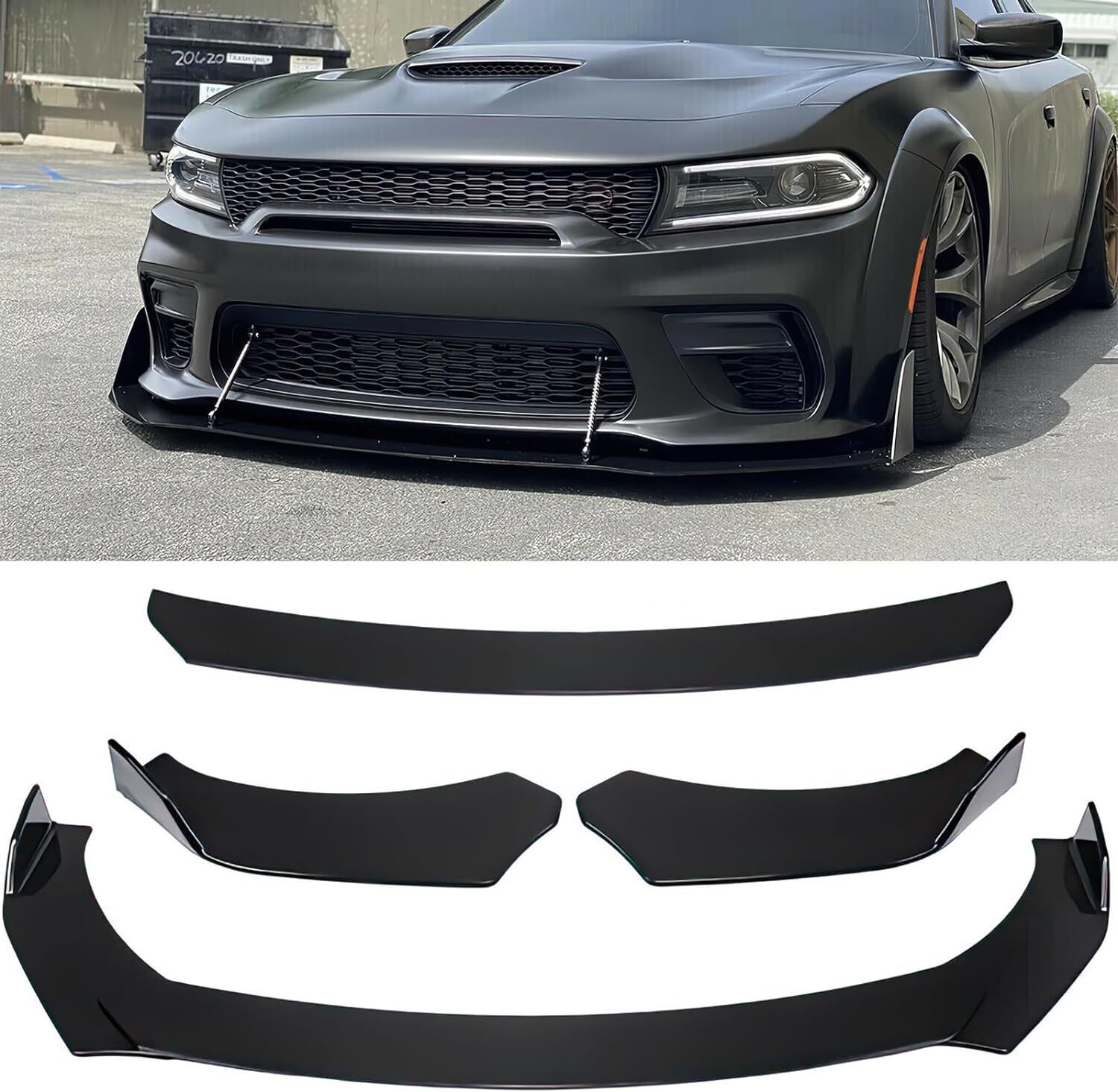 3pcs Car Universal Black Front Bumper Spoiler Lip Chin Up Body Kit Splitter Car Spoiler-image-26