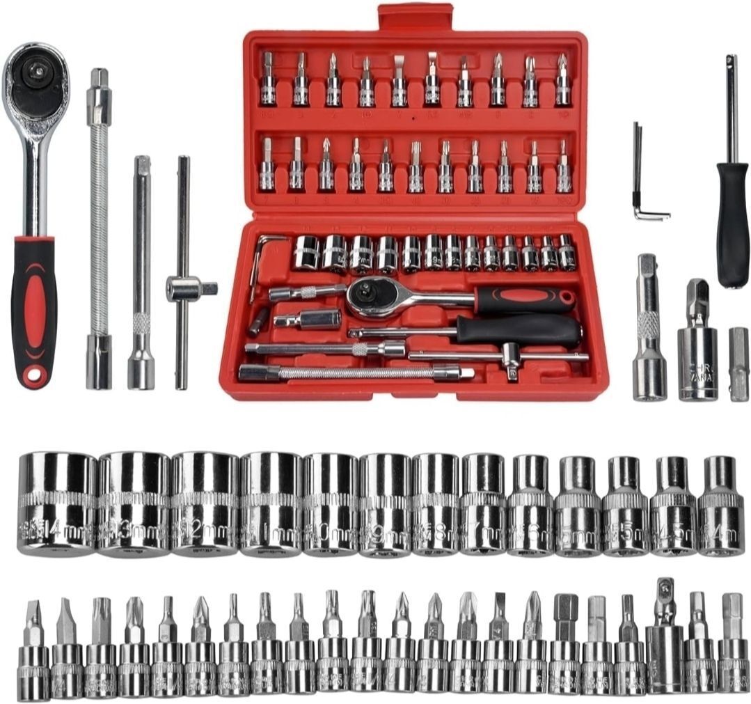 46 In 1 Pcs Tool Kit For Home Use Spanner Set Socket Set Wrench Set Vehicle Tool Kit