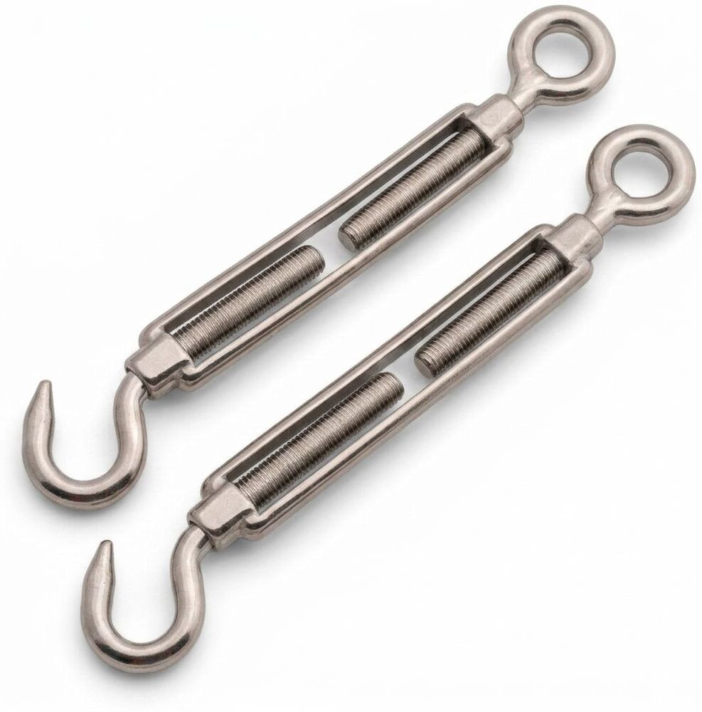 sparesdeal Eye to Hook Turnbuckle 6MM Galvanised Steel Wire Rope Tension Screw Pack of 2 Front Mount Towing Hook-picture-12