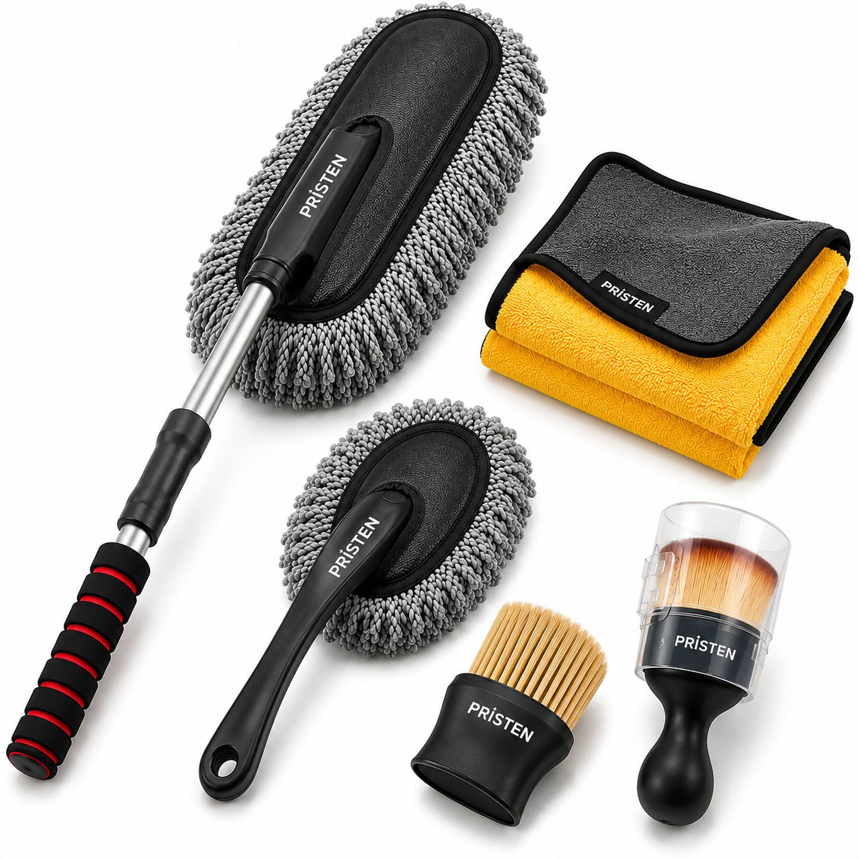1 Car Cleaning Duster, 1 Microfiber Cloth, 1 Hand Duster, 2 Brushes Combo-image-3