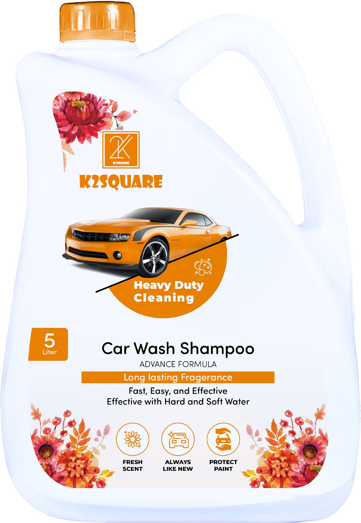 k2square Car wash shampoo, Safe for Cars, Trucks, Motorcycles, RVs & More(ORENGE) Car Washing Liquid-picture-24