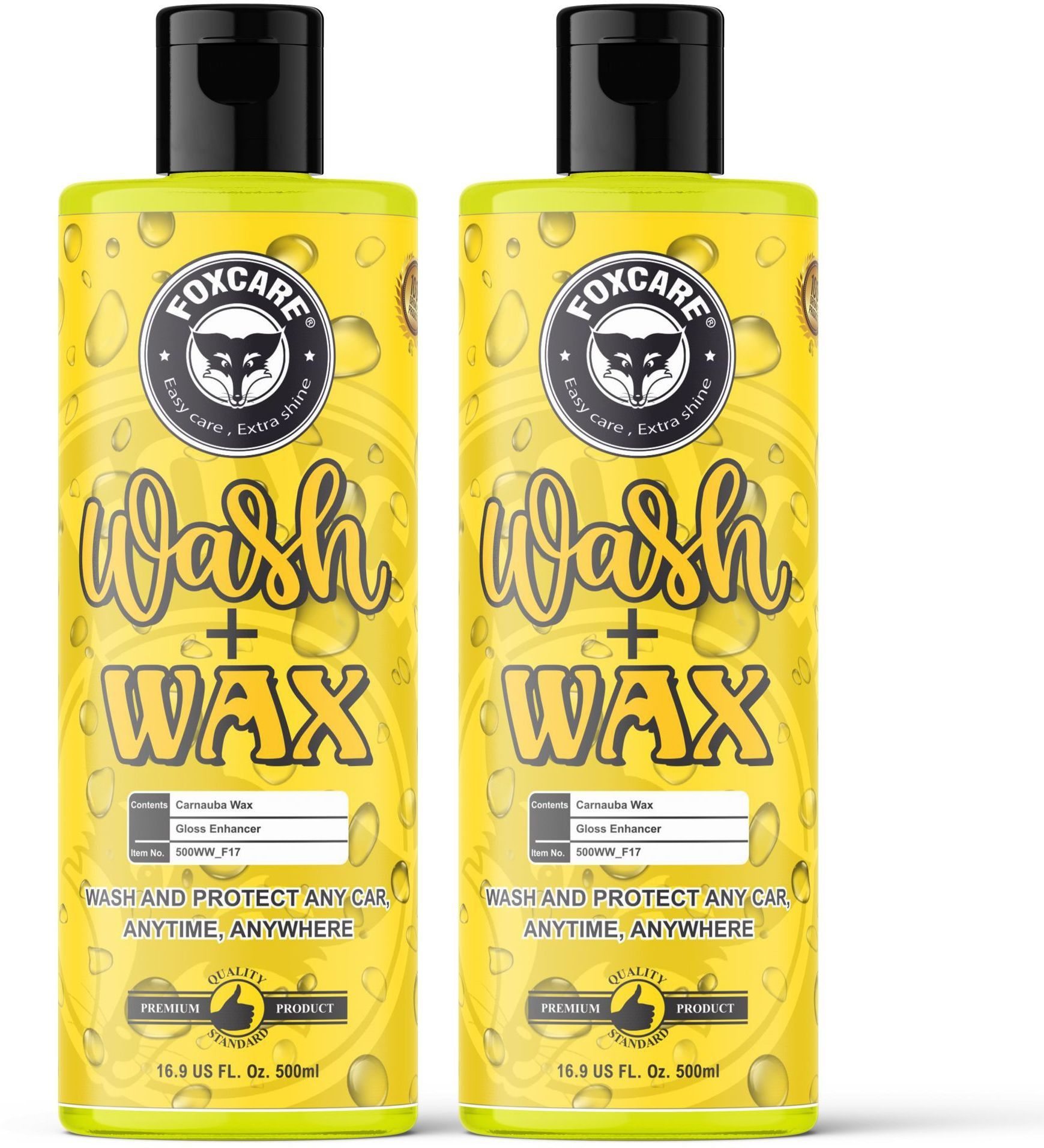 WASH + WAX - AUTO WASH SHAMPOO pack of 2 ( 500ml each ) Car Washing Liquid-image-2