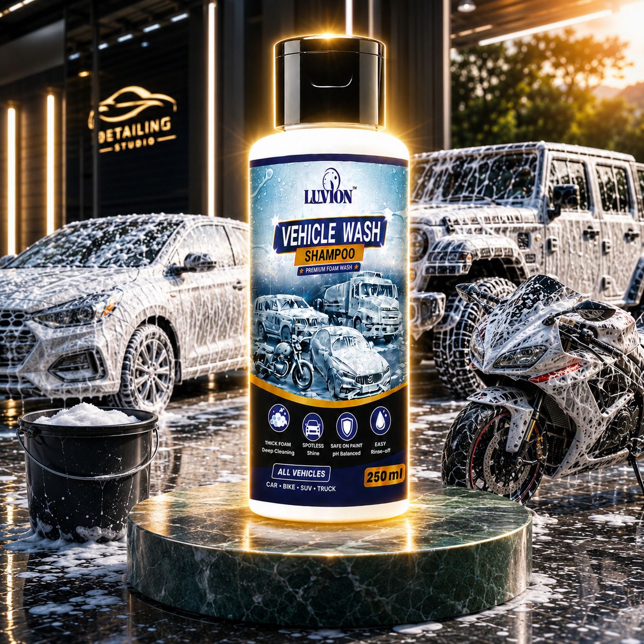 luvion Vehicle Shine Shampoo | Streak-Free Wash Formula Car Washing Liquid-picture-26