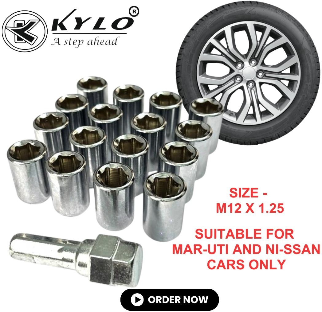 Alloy Wheel Nut Kit suitable for only Maru-ti, Niss-an Cars (M12x1.25) Wheel Studs-image-28
