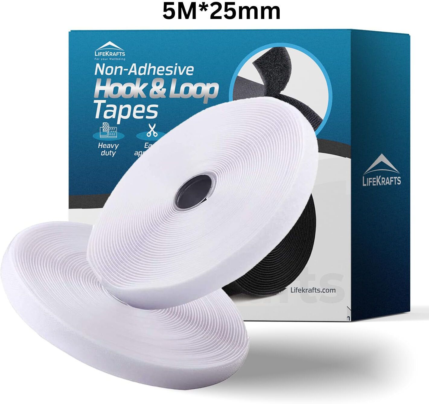 lifekrafts Non Adhesive Hook & Loop Tape for Sewing, Tailoring, Crafts & DIY | 5M x 25mm Stick-on Velcro-picture-29