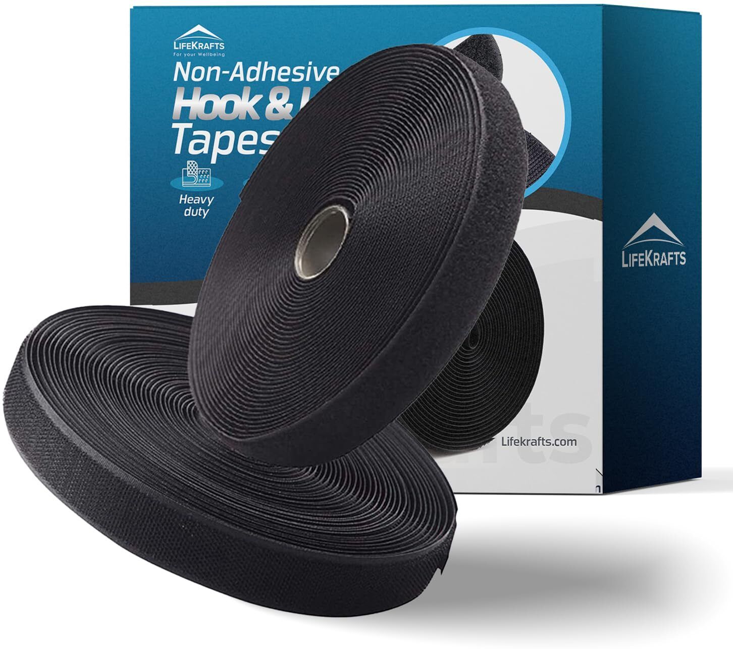 lifekrafts Hook and Loop Tape Roll Strips with non Adhesive(10M*25mm, Black) Sew-on Velcro-picture-11