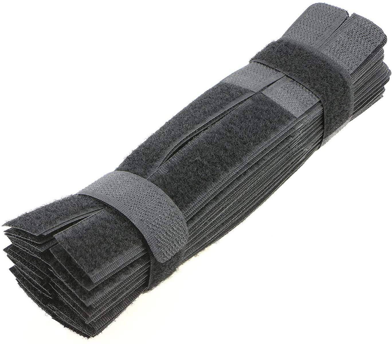 syga 30 Pcs Reusable Cable Tie Straps Cable Organizer(Black) Stick-on Velcro-picture-0