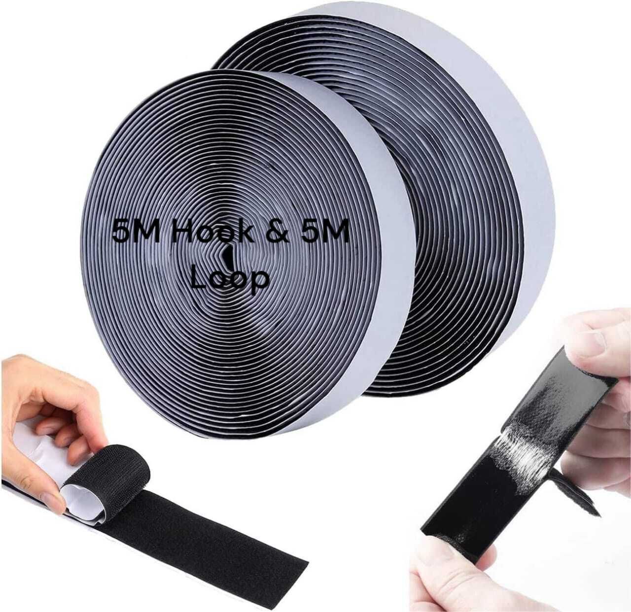 jalaram Self Adhesive Hook and Loop Tape (5M x 25mm) Sew-on Velcro-picture-27