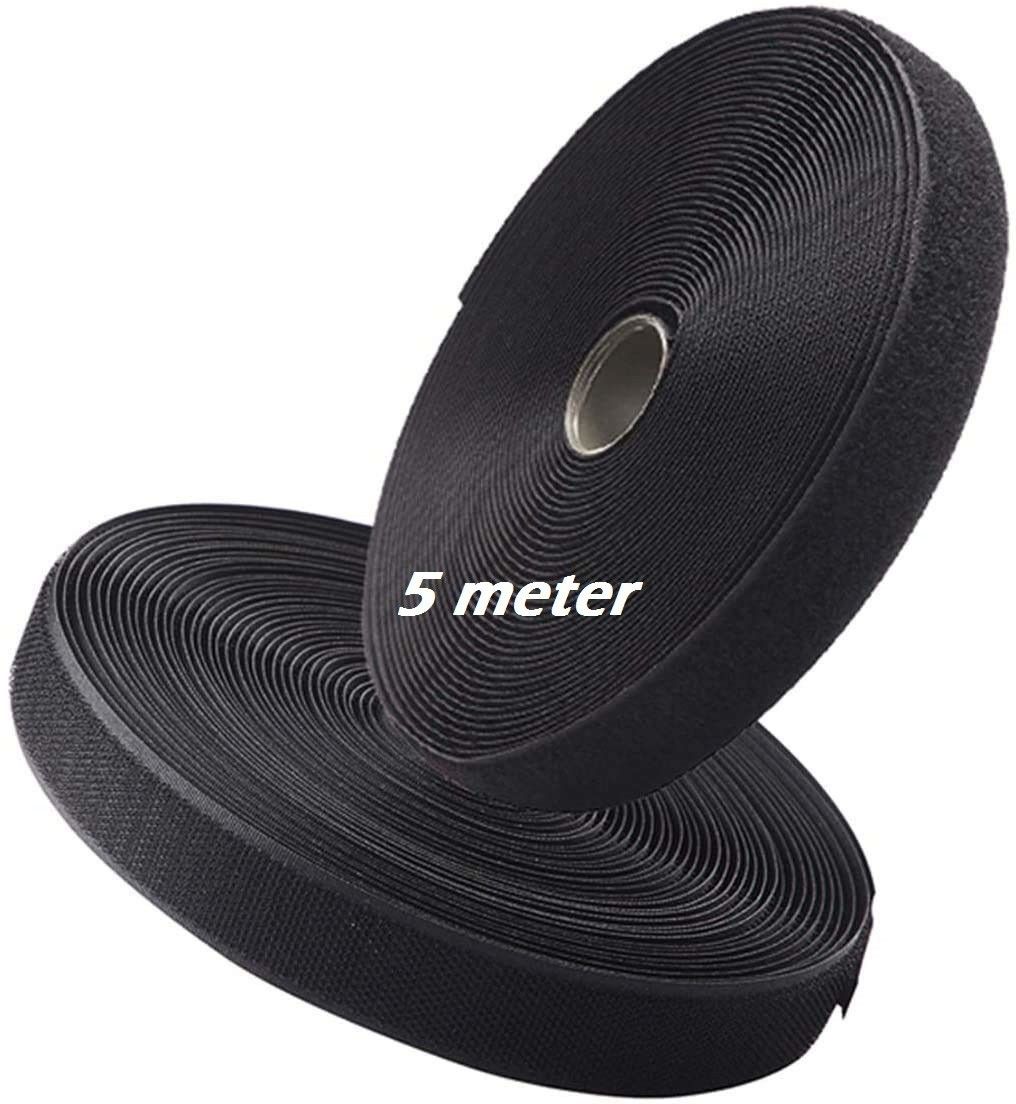 Hook & Loop Tape | (5M*25mm Hook & Loop Tape, Black Color)| No Glue in Back side, Non-Adhesive Sticky Back ,Fabric Fastener Interlocking Tape for Sewing Crafts, DIY, Clothes, Shoes etc. Sew-on Velcro Sew-on Velcro (Black) Iron-on Velcro-image-36