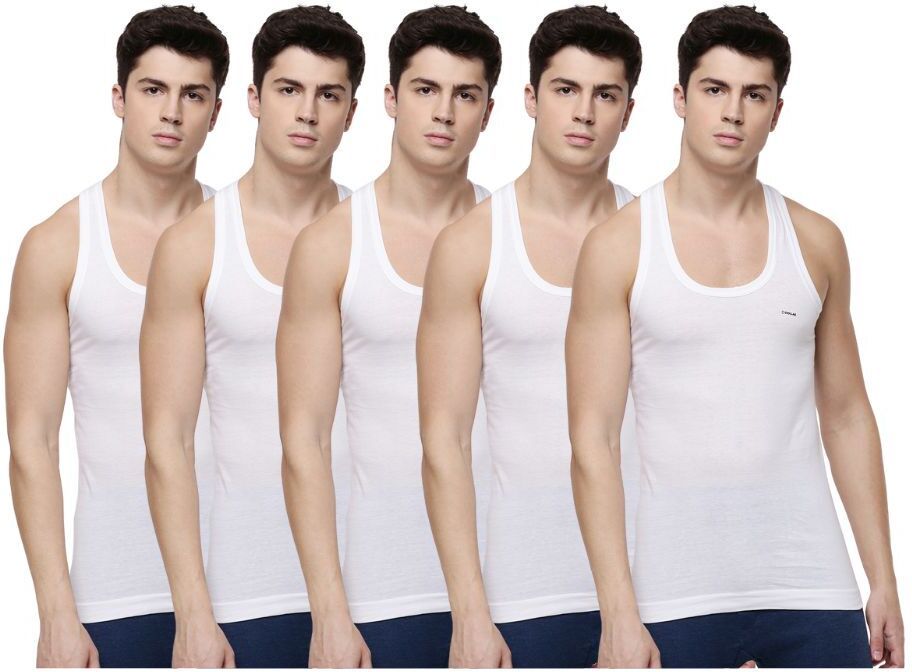 Pack of 5 Dollar Lehar Men Combed Cotton Round Neck Vest -Pack of 5- White Men Vest
