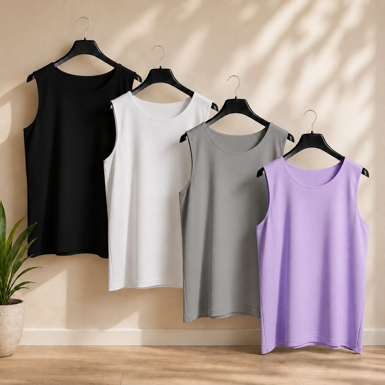 Pack of 4 Solid Polyster Combo Sando For Men Vest-image-32