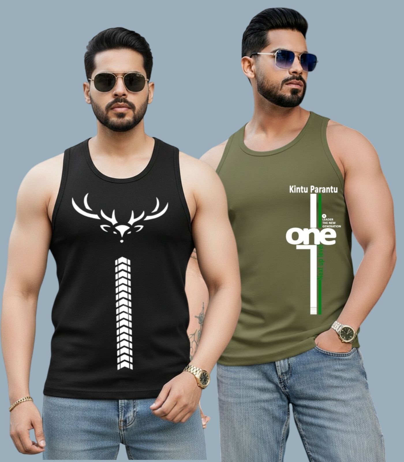 Mens Printed Round Nack Casual Vest Men Vest