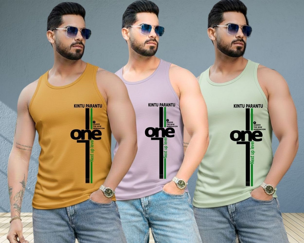 Mens Printed Round Nack Casual Vest Men Vest