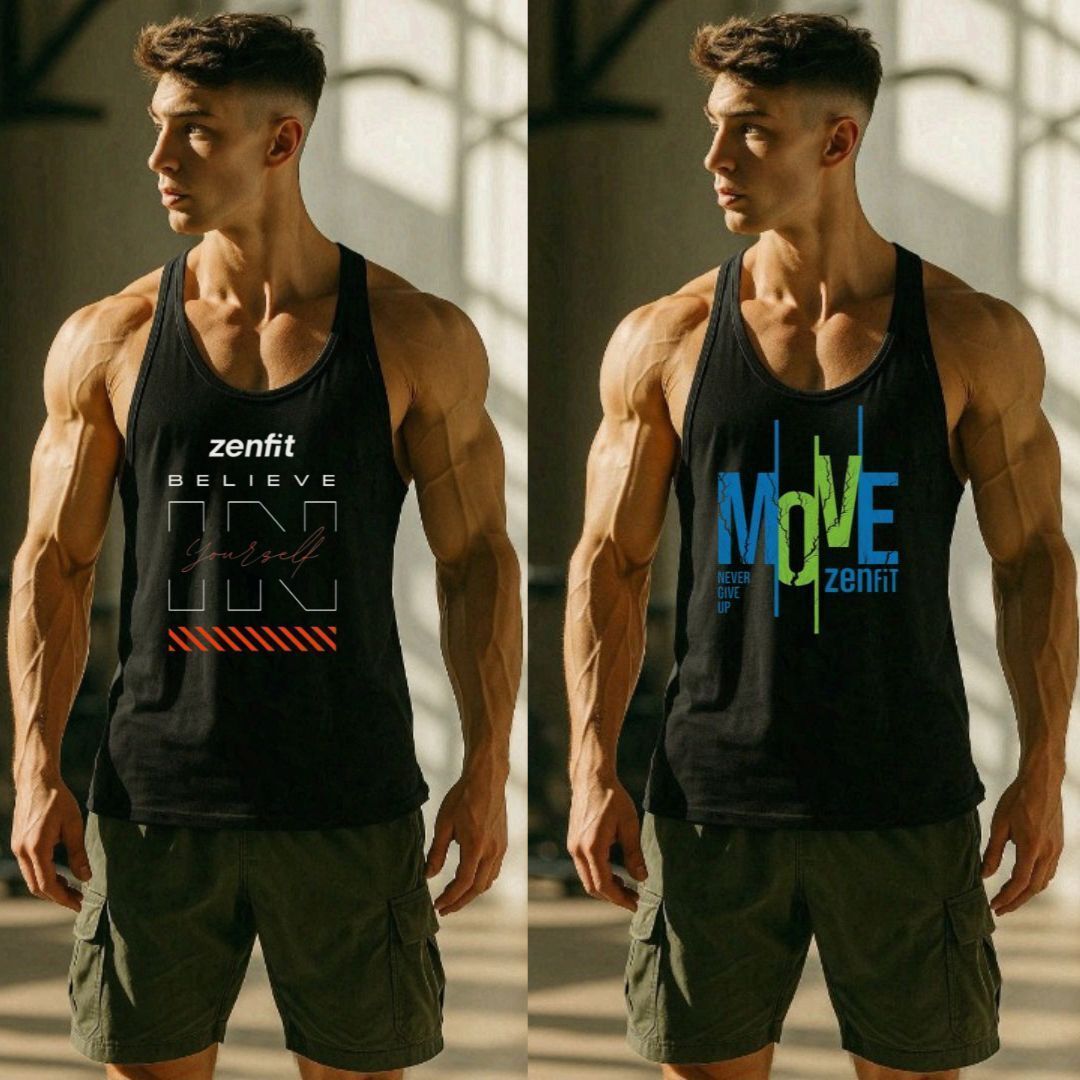 Pack of 2 Zenfit Gym Printed Men Vest-picture-31