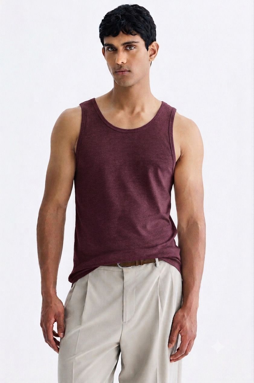 Premium Wine Men's Cotton Ribbed Vest Soft Breathable Gym Tank Innerwear Men Vest-image-22