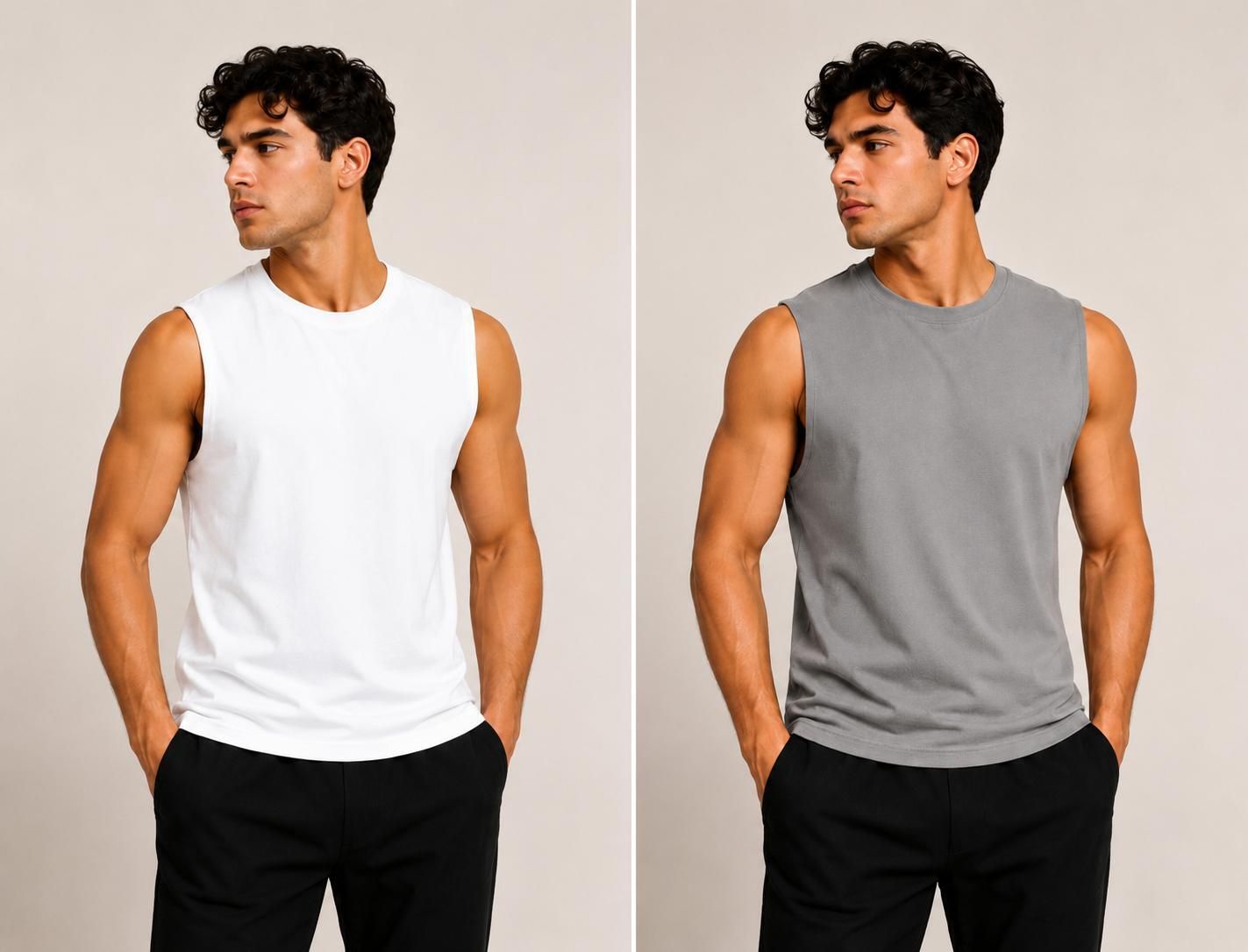 visewish Pack of 2 Casual Solid Textured Summer Men Vest-picture-23