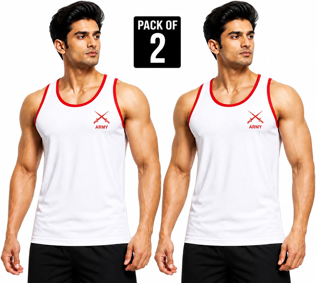 ts infinity sports Pack of 2 Gym and Running Vest, Army print vest Men Vest-picture-15