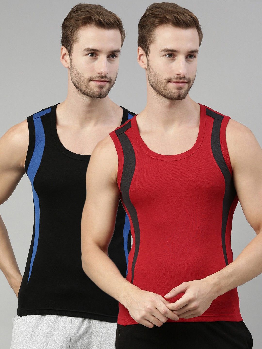 Pack of 2 Sleeveless Cotton Ideal for Gym Men Vest-image-13