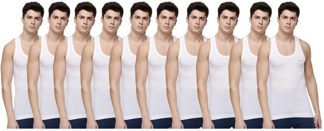 Pack of 10 Dollar Lehar Men Combed Cotton Round Neck Vest -Pack of 10- White Men Vest-picture-11