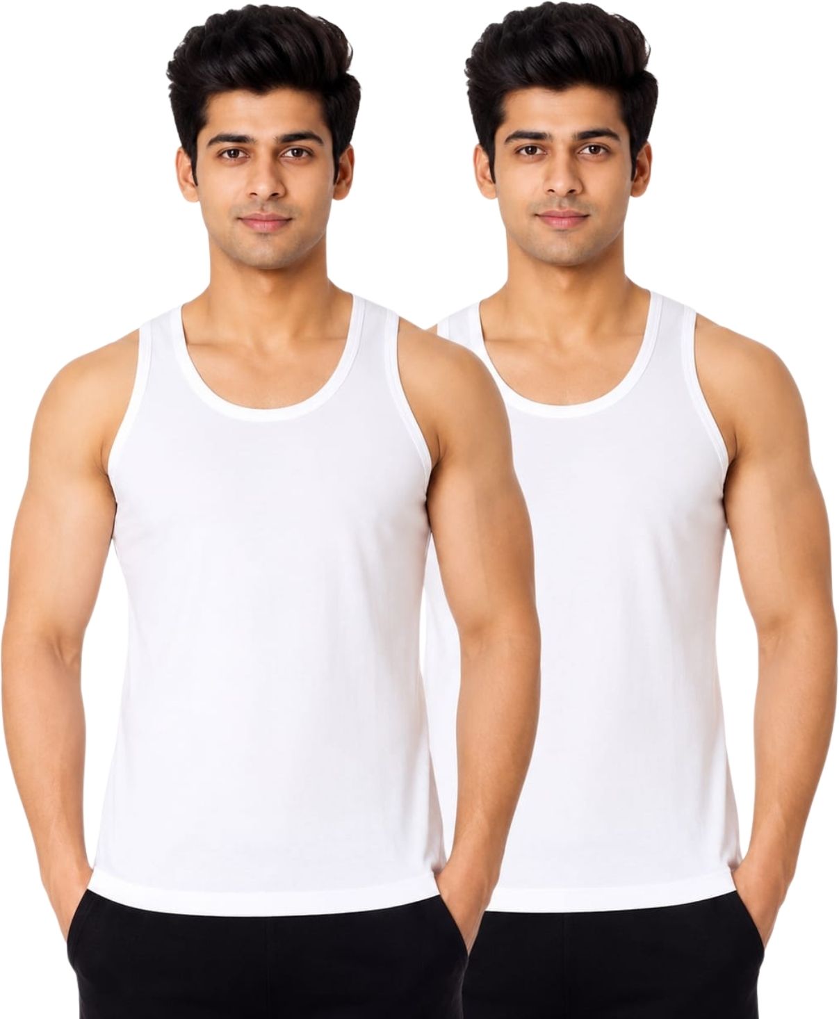 gudbun fashion Pack of 2 100% Cotton Anti-Bacterial Neck Shape Soft Men’s Inner Baniyan Vest Code-19 Men Vest-picture-14