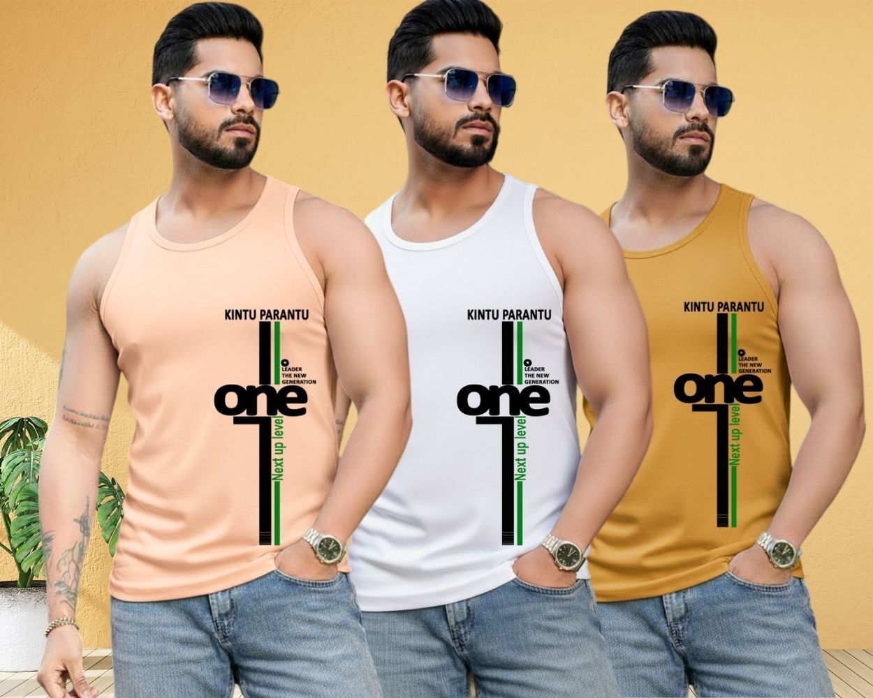 Mens Printed Round Nack Casual Vest Men Vest