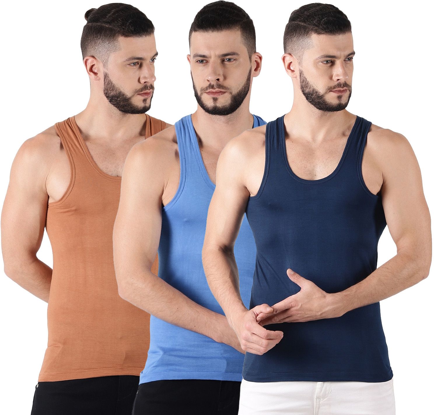 Pack of 3 Dollar Lehar Men Combed Cotton Round Neck Vest -Pack of 3- Colour may Vary Men Vest-picture-15