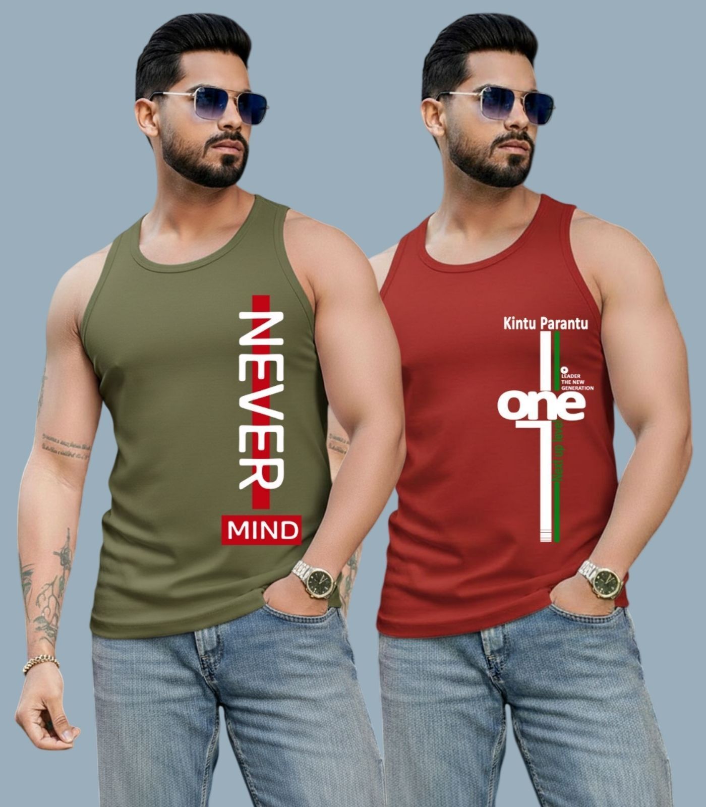 Mens Printed Round Nack Casual Vest Men Vest