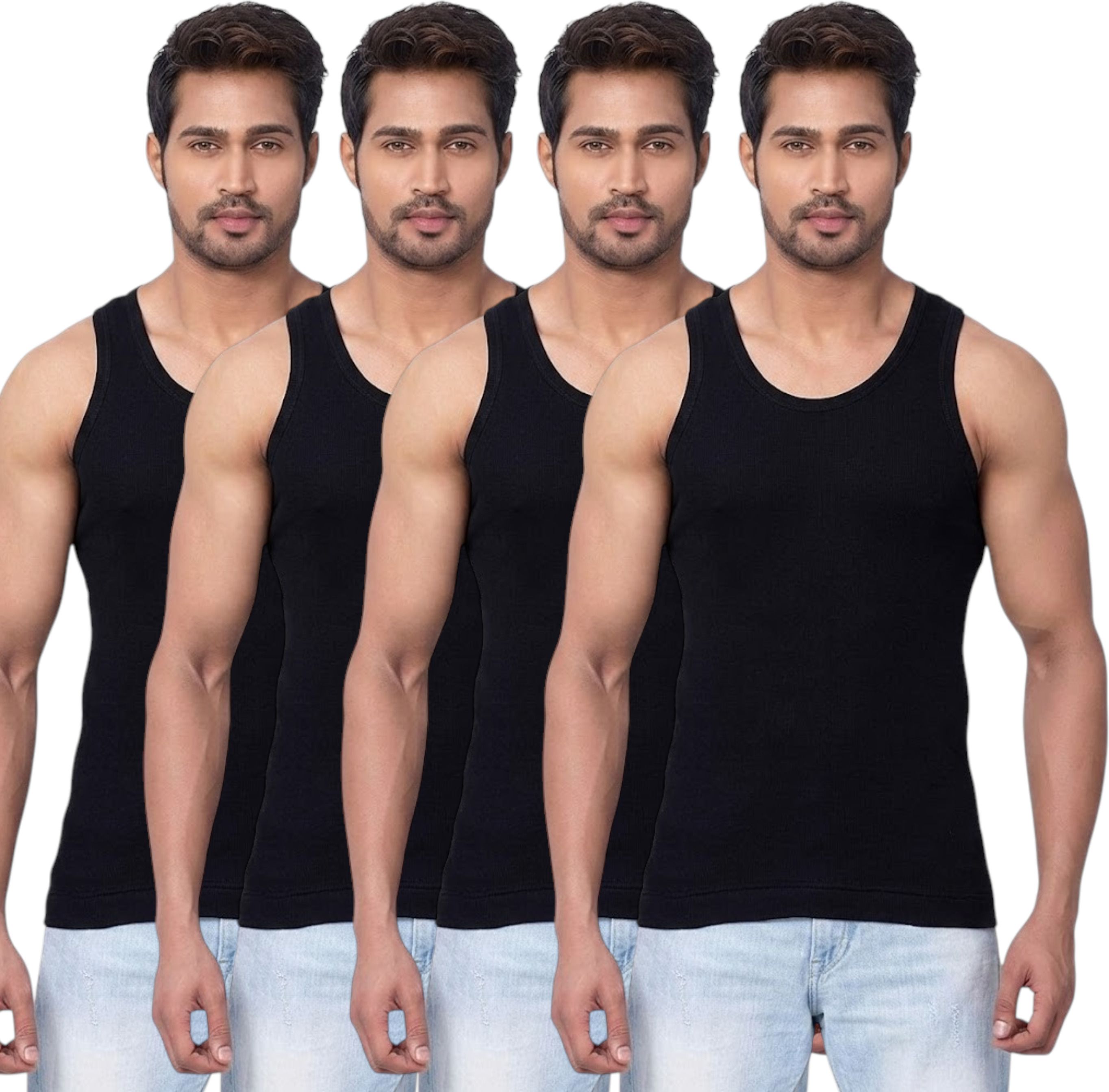 Pack of 4 GL black vest for men Men Vest-image-23