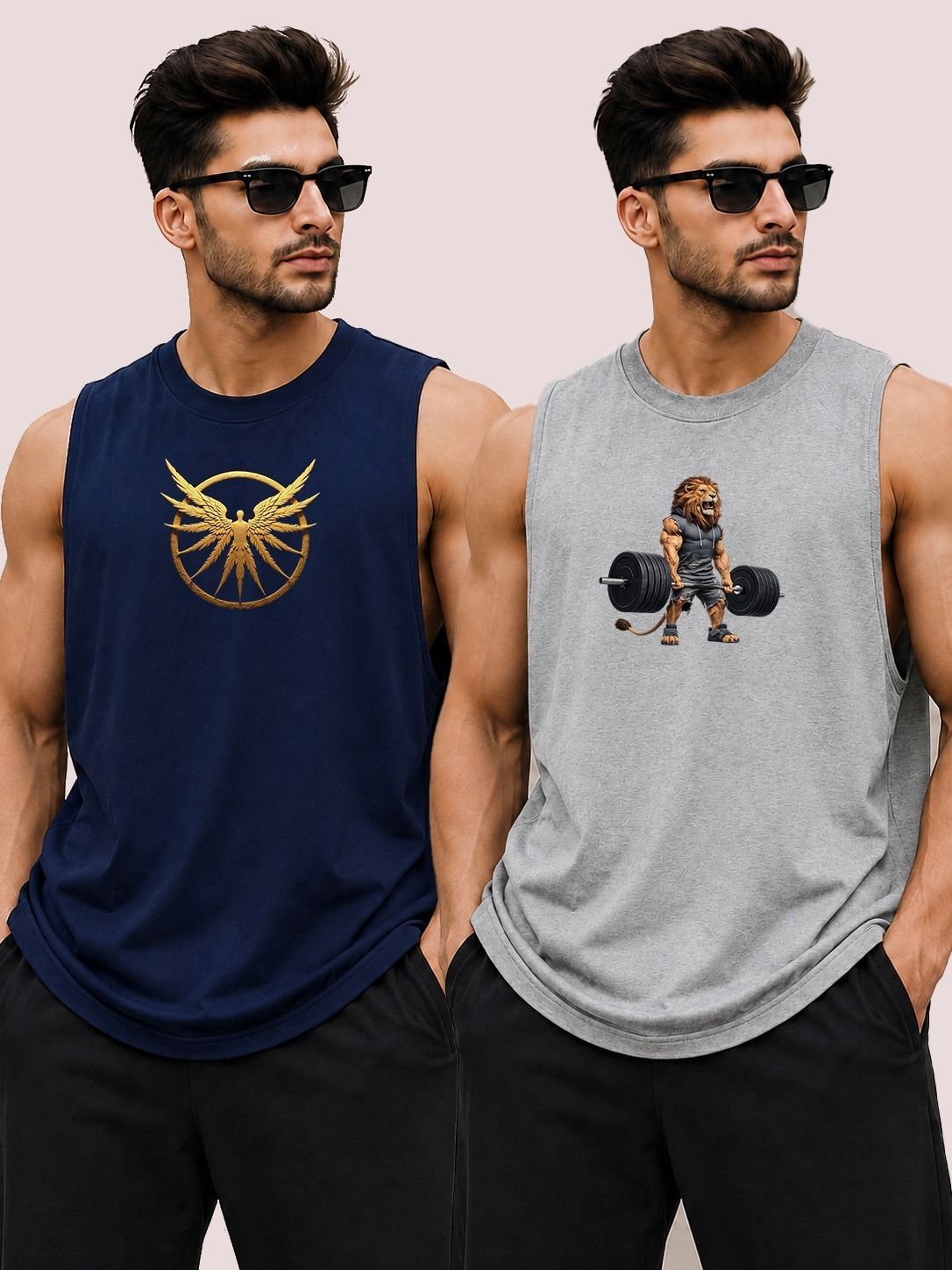 Men's Printed Comfort Fit Sleeveless Gym Vest Men Vest-image-47