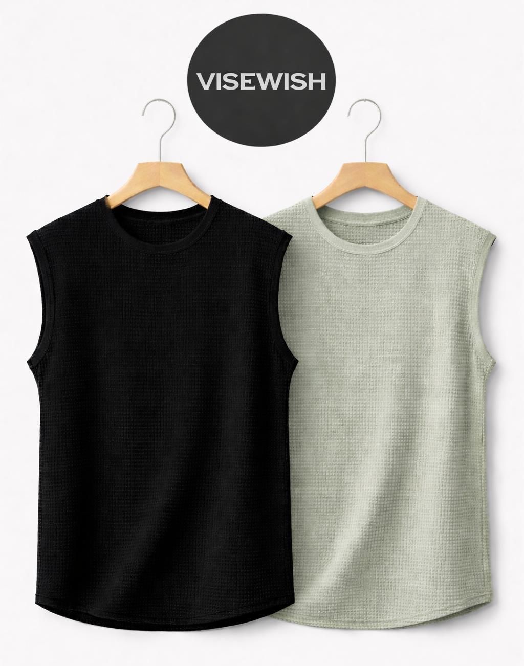 Pack of 2 Casual Textured Muscle Summer Men Vest-image-18