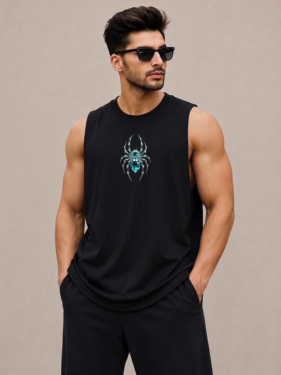 Men's Printed Comfort Fit Sleeveless Gym Vest Men Vest-image-42