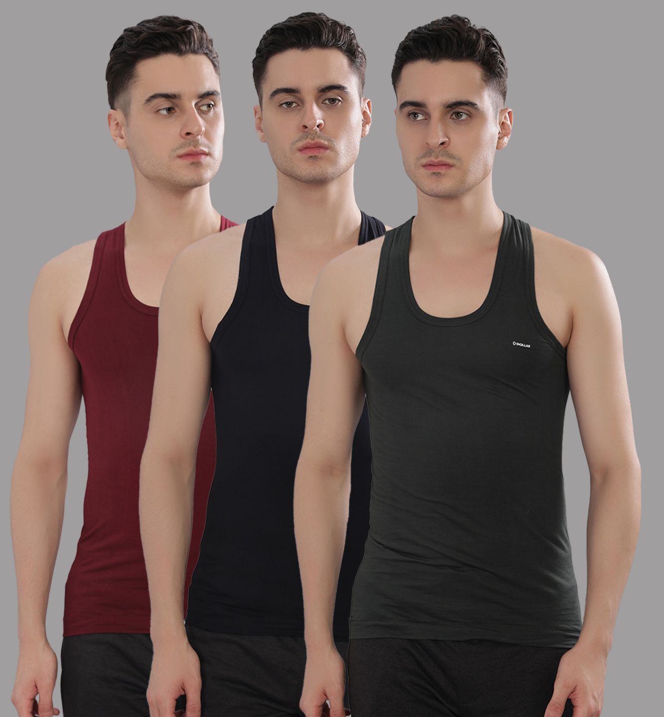 dollar bigboss Pack of 3 Fine RN Combed Cotton Shrinkless Men Vest-picture-23